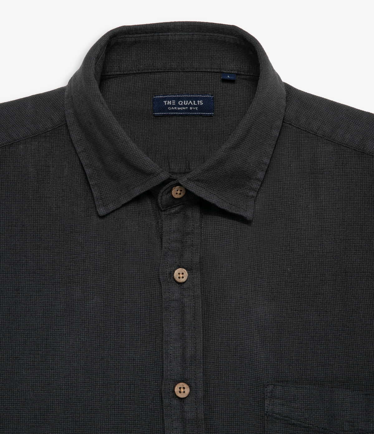 Camisa Hombre Lino Manga Corta Gris Marengo Waffle