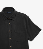 Camisa Hombre Lino Manga Corta Gris Marengo Waffle