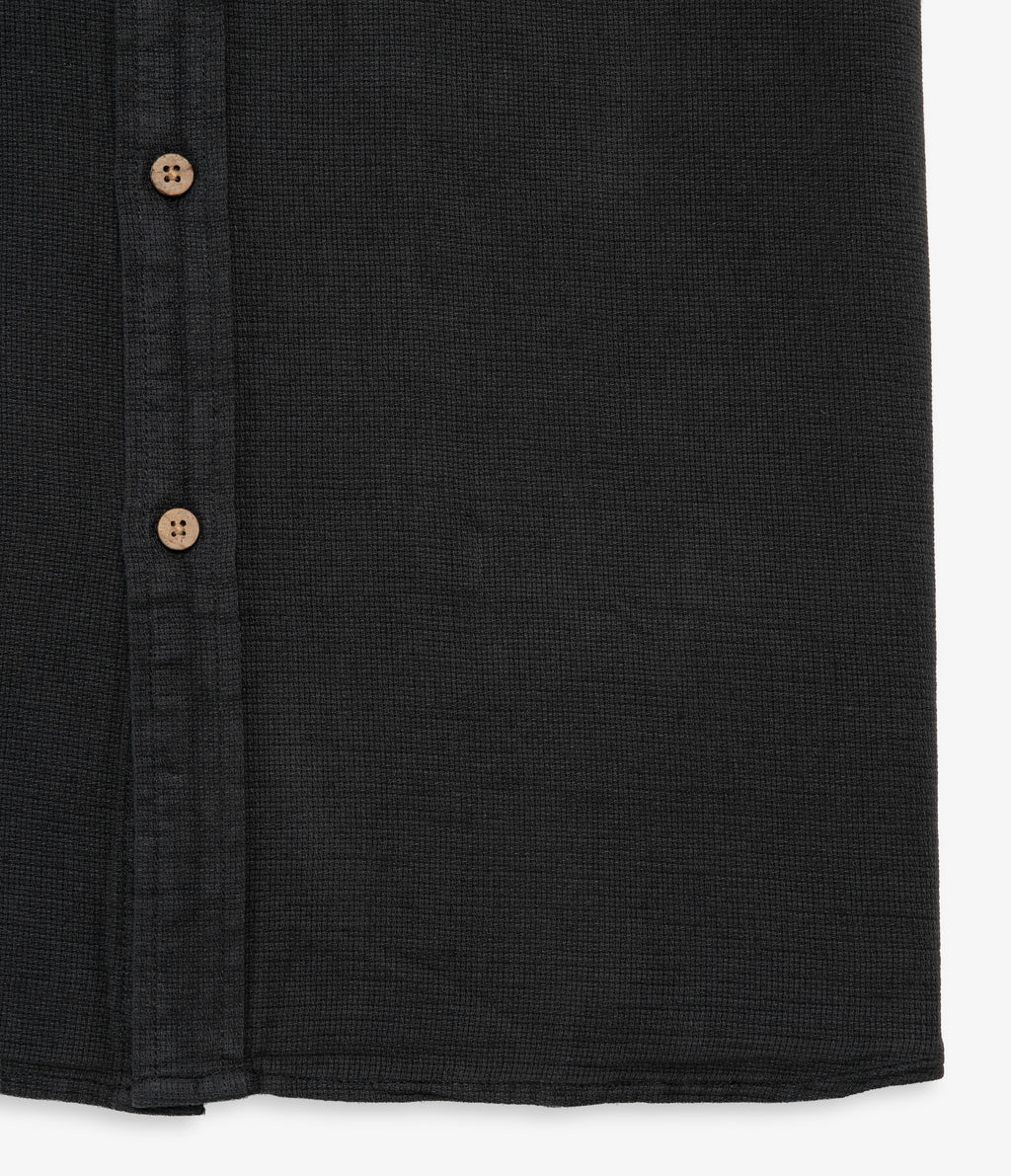 Camisa Hombre Lino Manga Corta Gris Marengo Waffle