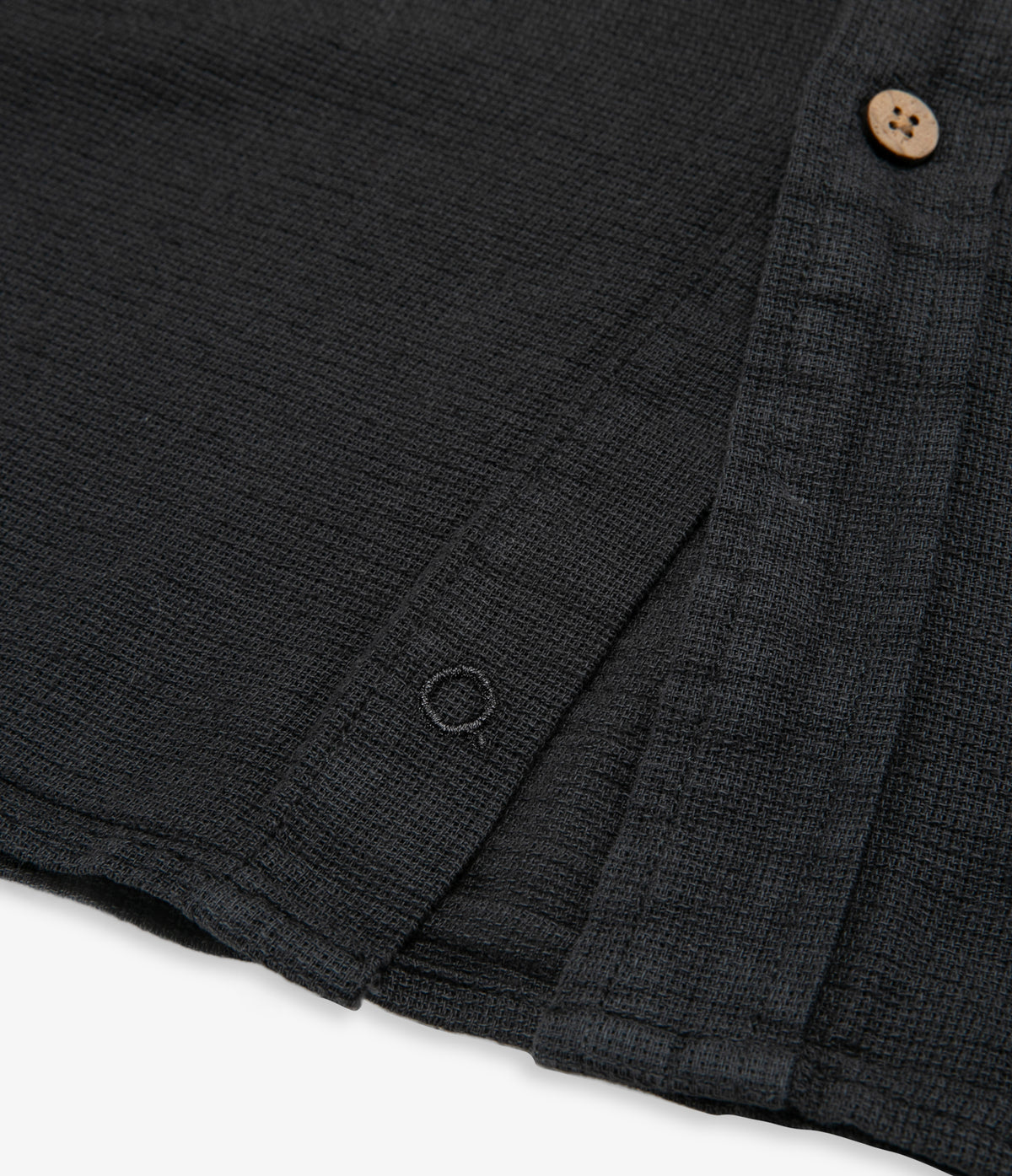 Camisa Hombre Lino Manga Corta Gris Marengo Waffle