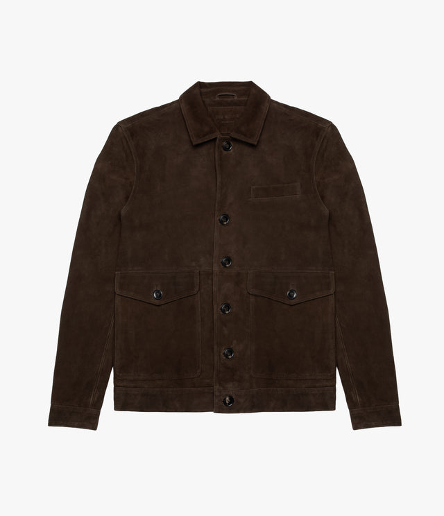 Chaqueta Hombre 100% Cuero Gamuza Café Matias
