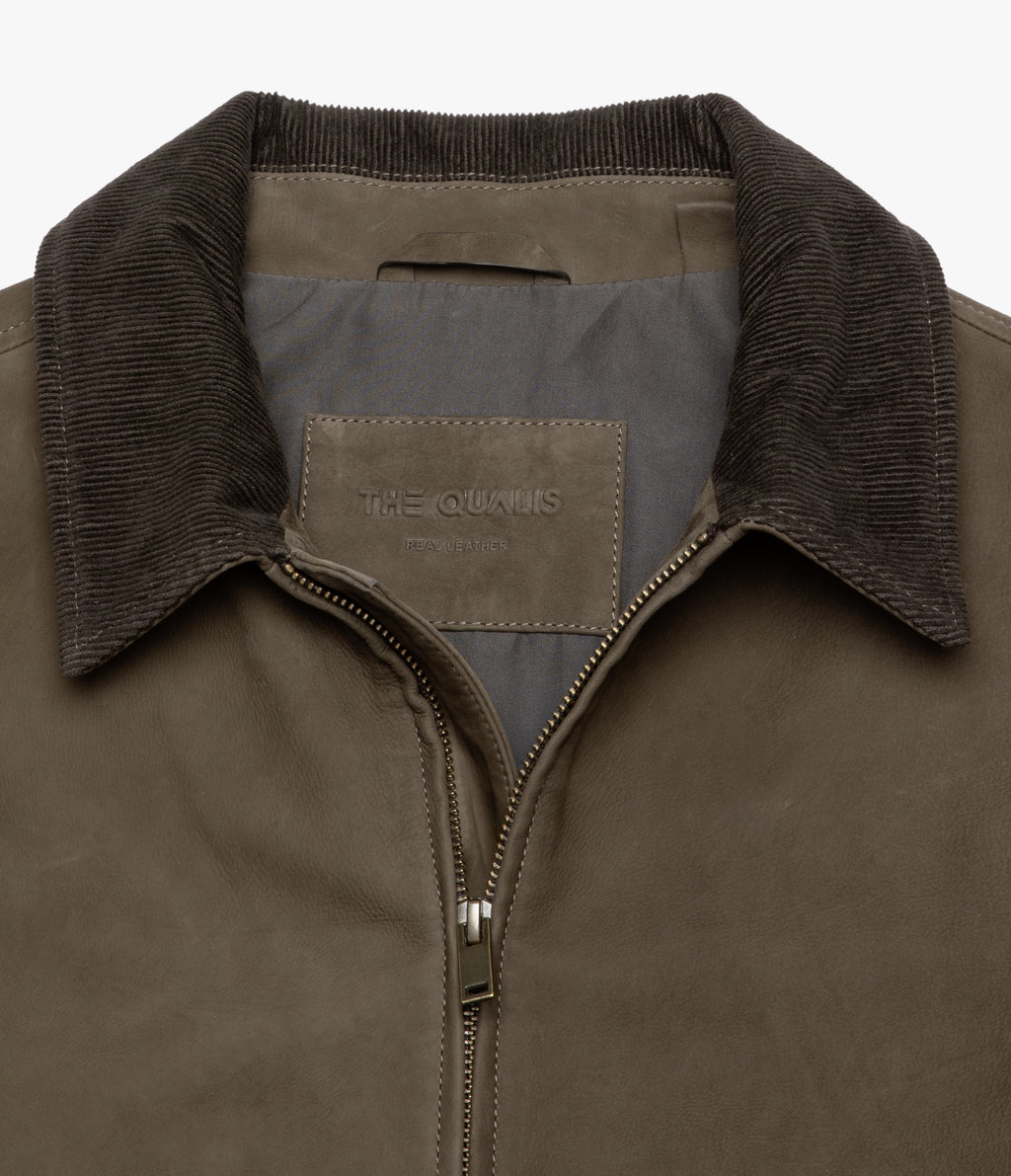 Chaqueta Hombre 100% Cuero Cuello Cotelé Paul