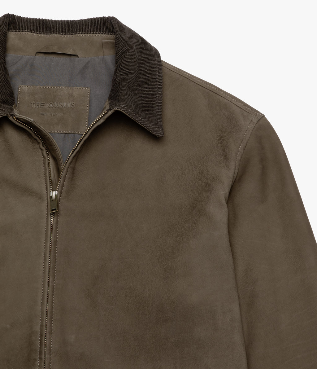 Chaqueta Hombre 100% Cuero Cuello Cotelé Paul