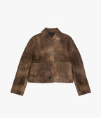 Chaqueta Mujer 100% Cuero Gamuza Lina Beige