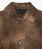 Chaqueta Mujer 100% Cuero Gamuza Lina Beige