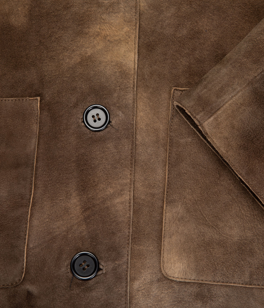 Chaqueta Mujer 100% Cuero Gamuza Lina Beige