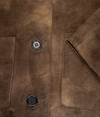 Chaqueta Mujer 100% Cuero Gamuza Lina Beige