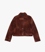 Chaqueta Mujer 100% Cuero Gamuza Lina Burdeo