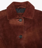 Chaqueta Mujer 100% Cuero Gamuza Lina Burdeo