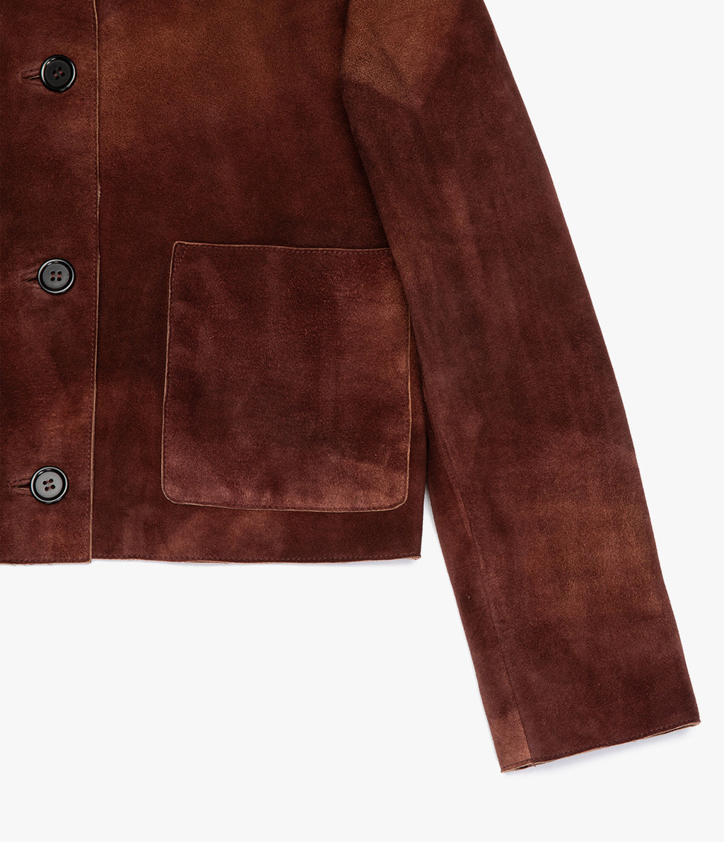 Chaqueta Mujer 100% Cuero Gamuza Lina Burdeo