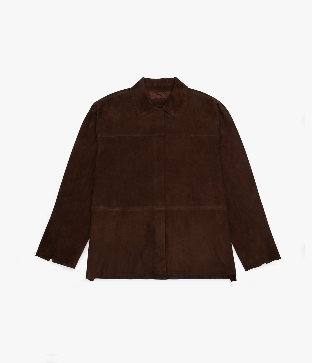 Sobrecamisa Mujer 100% Cuero Gamuza Café