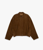 Chaqueta Mujer 100% Cuero Gamuza Bomber Beige