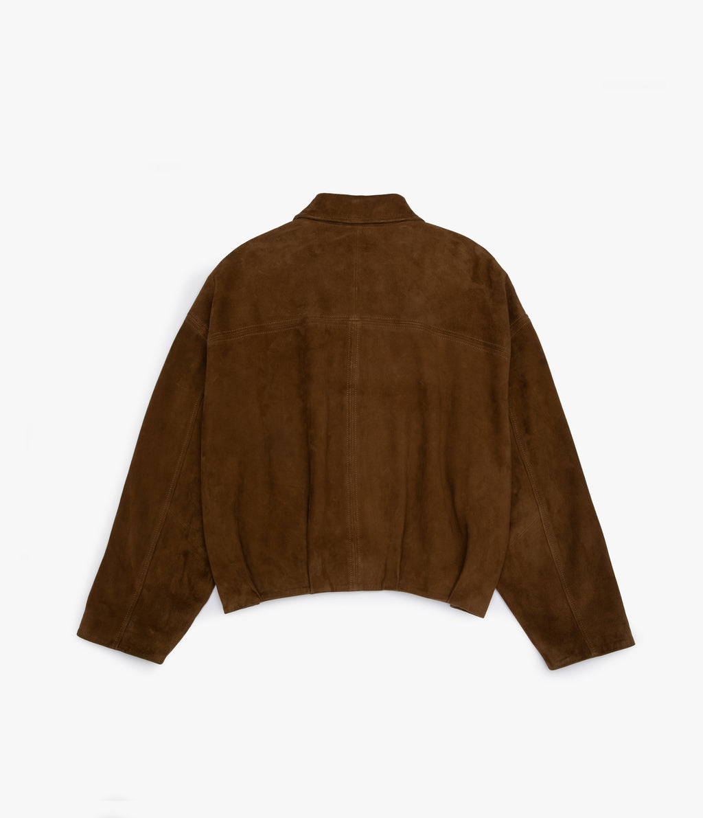 Chaqueta Mujer 100% Cuero Gamuza Bomber Beige