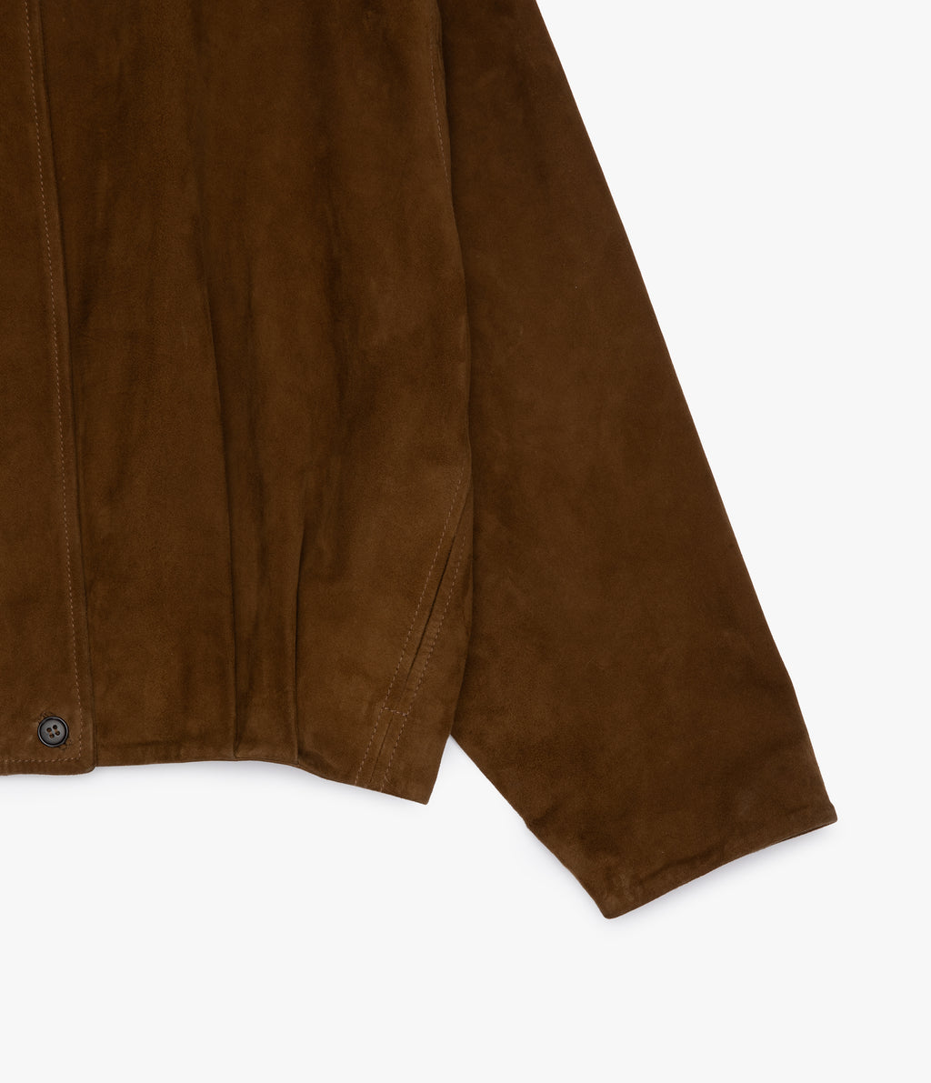 Chaqueta Mujer 100% Cuero Gamuza Bomber Beige