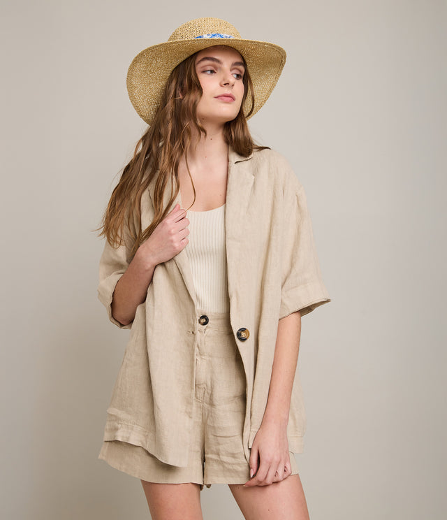 Camisa Mujer 100% Lino Capella Beige