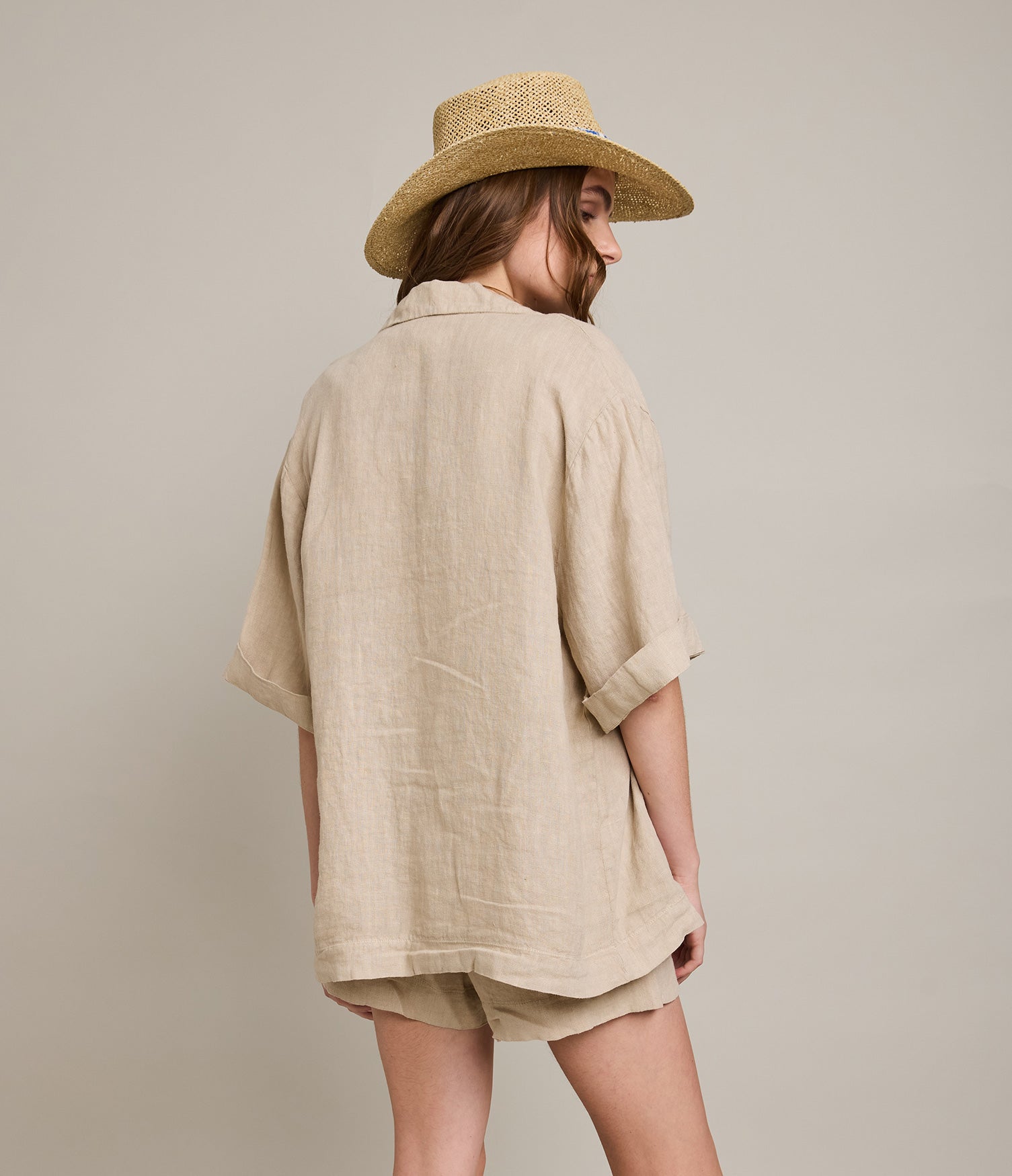 Camisa Mujer 100% Lino Capella Beige
