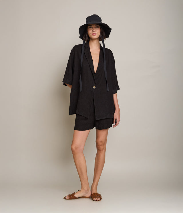 Camisa Mujer 100% Lino Capella Negro