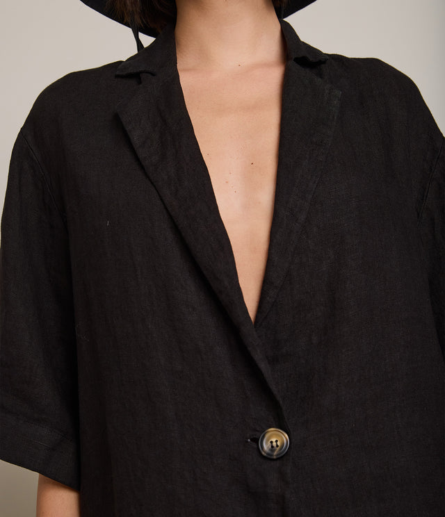 Camisa Mujer 100% Lino Capella Negro