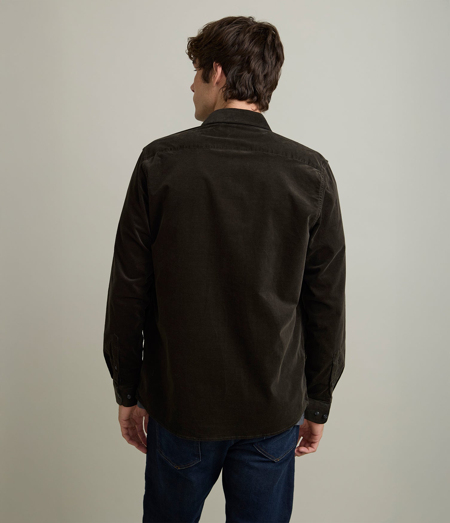 Camisa Hombre Algodón Cotelé Rob Verde Oscuro