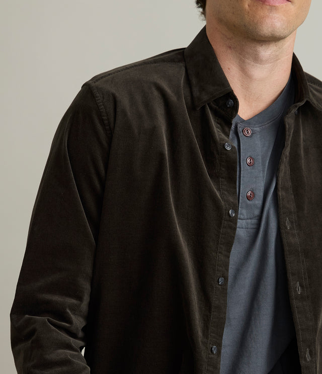 Camisa Hombre Algodón Cotelé Rob Verde Oscuro