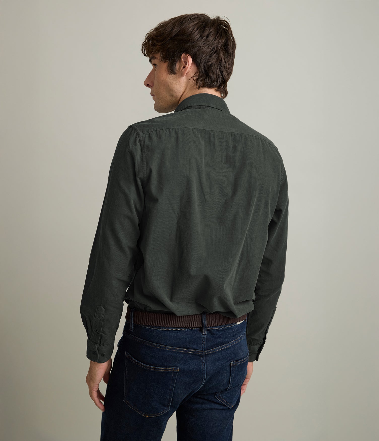 Camisa Hombre Cotelé Collins Verde