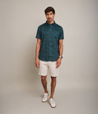 Camisa Hombre Lino M/Corta Dablin Verde Oscuro