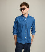 Camisa Hombre Denim Grueso Azul Oscuro