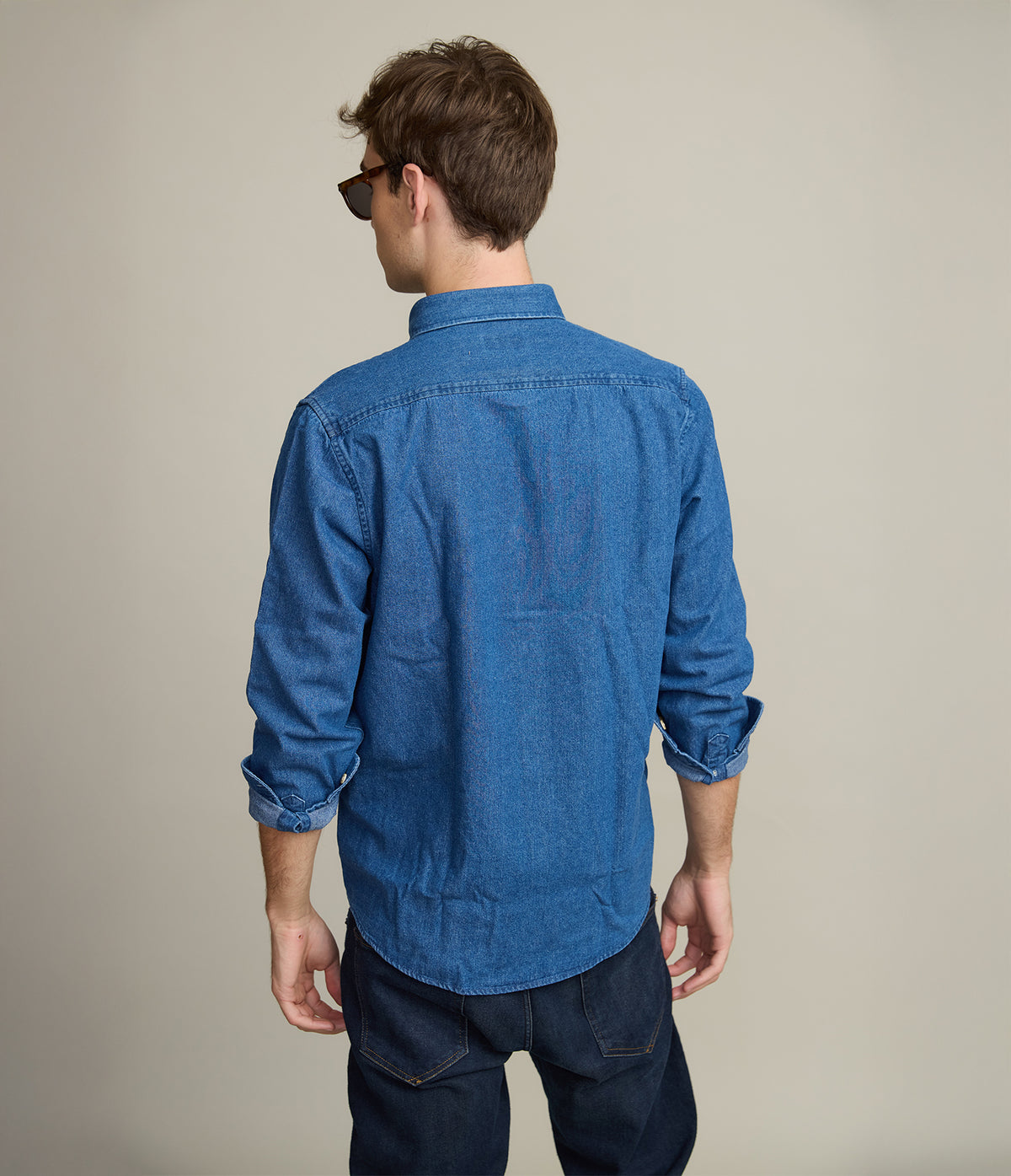 Camisa Hombre Denim Grueso Azul Oscuro