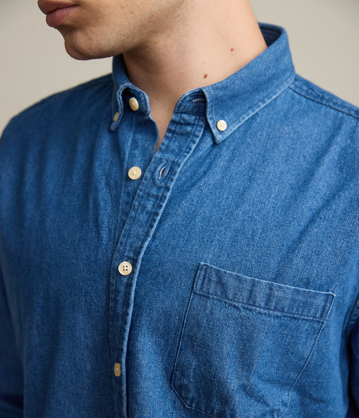 Camisa Hombre Denim Grueso Azul Oscuro