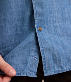 Camisa Hombre 100% Algodón Denim Manga Corta Azul
