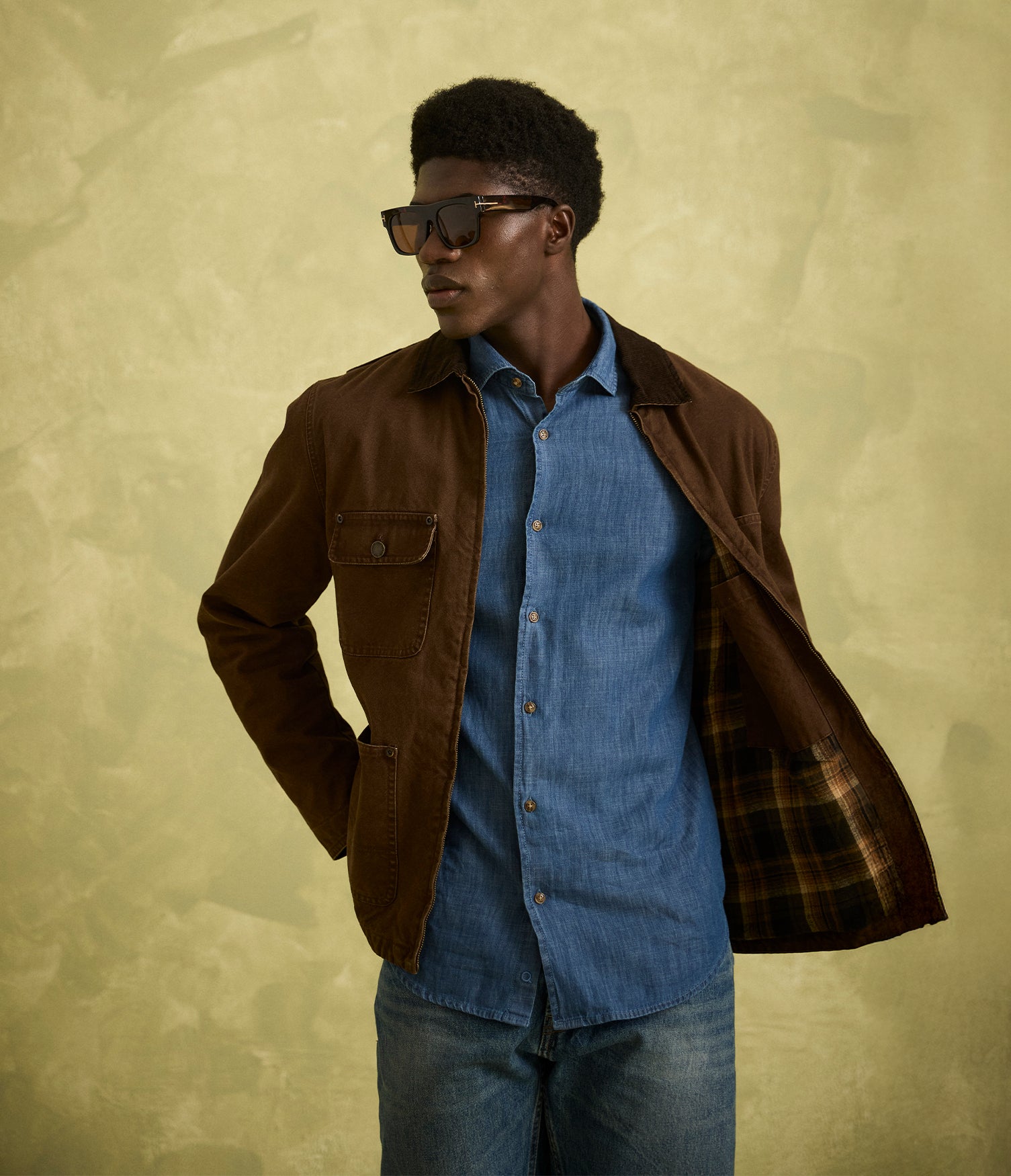 Camisa Hombre Denim Manga Larga Azul Steven
