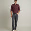 Camisa Hombre Lino Algodón Manga Larga Gerry Burdeo