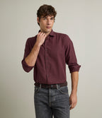 Camisa Hombre Lino Algodón Manga Larga Gerry Burdeo