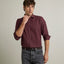 Camisa Hombre Lino Algodón Manga Larga Gerry Burdeo