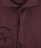 Camisa Hombre Lino Algodón Manga Larga Gerry Burdeo