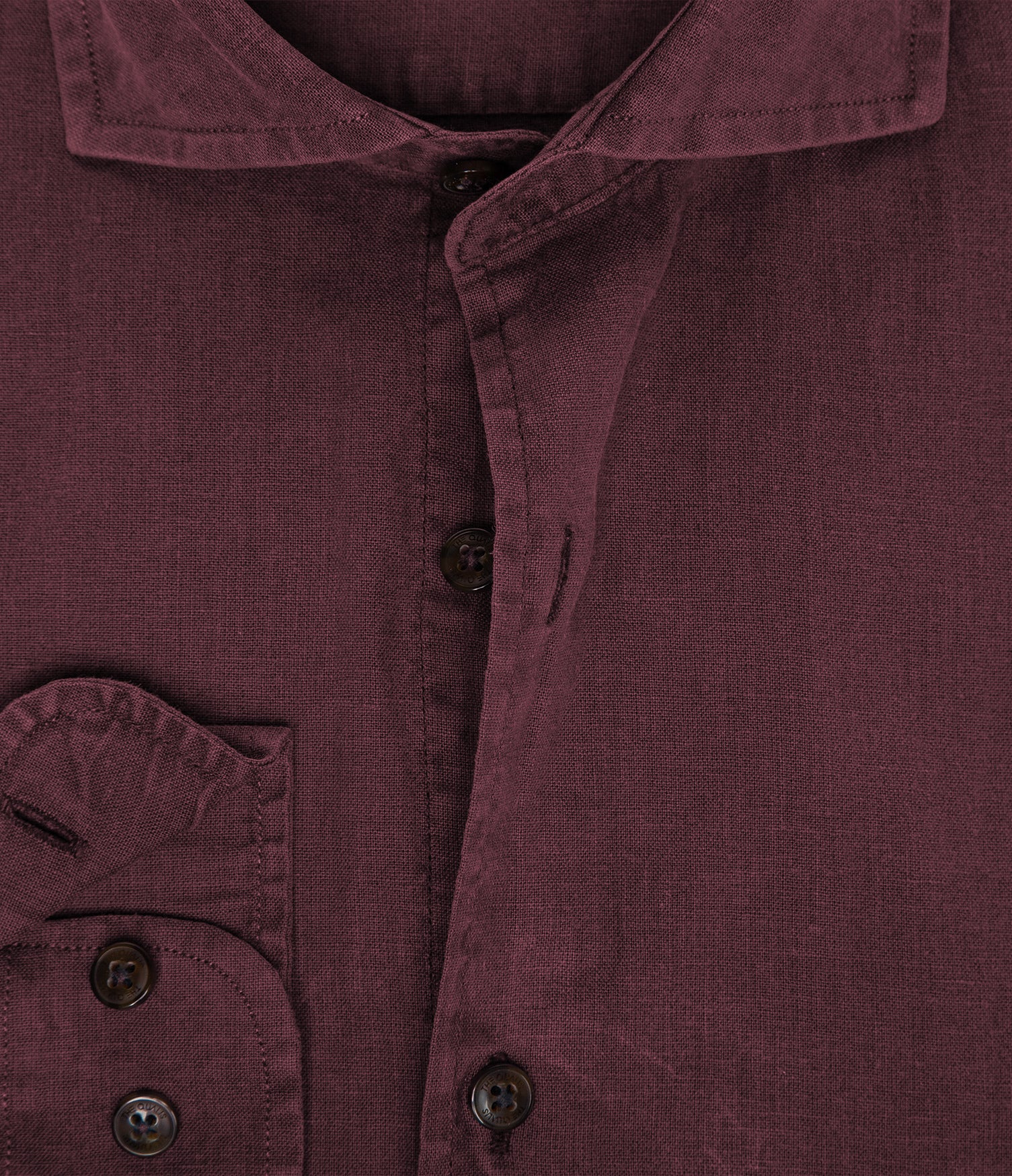 Camisa Hombre Lino Algodón Manga Larga Gerry Burdeo