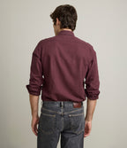 Camisa Hombre Lino Algodón Manga Larga Gerry Burdeo
