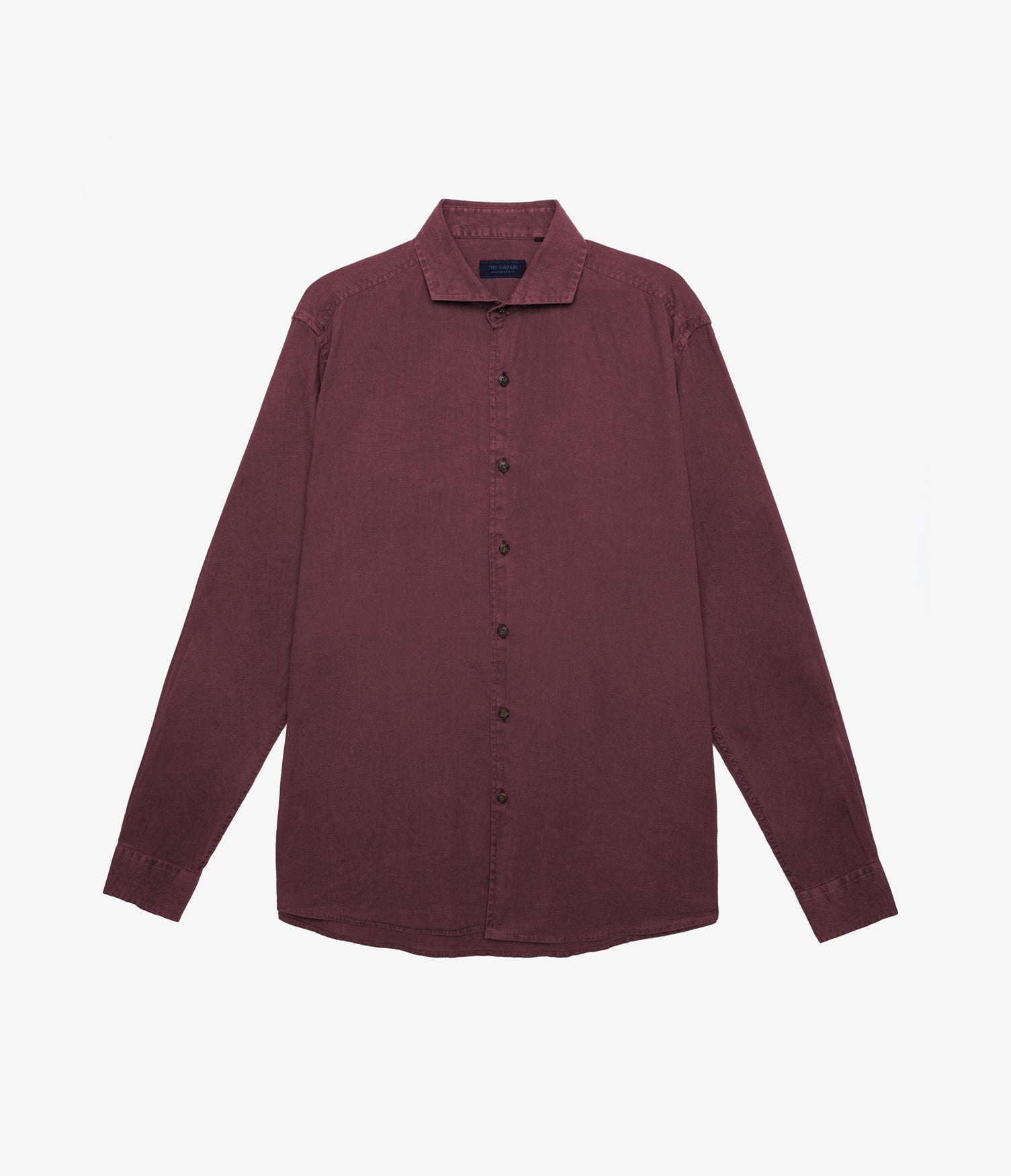 Camisa Hombre Lino Algodón Manga Larga Gerry Burdeo