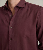 Camisa Hombre Lino Algodón Manga Larga Gerry Burdeo
