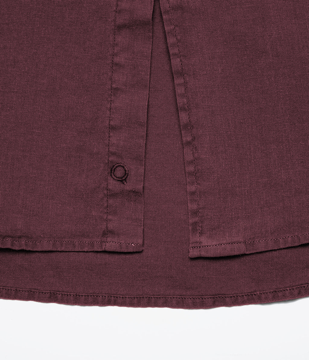 Camisa Hombre Lino Algodón Manga Larga Gerry Burdeo