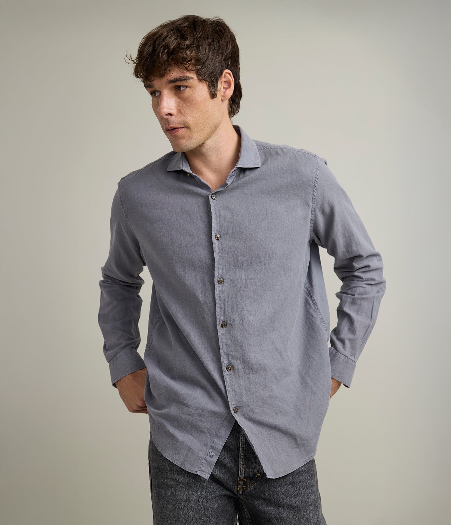 Camisa Hombre Gerry M/Larga Gris