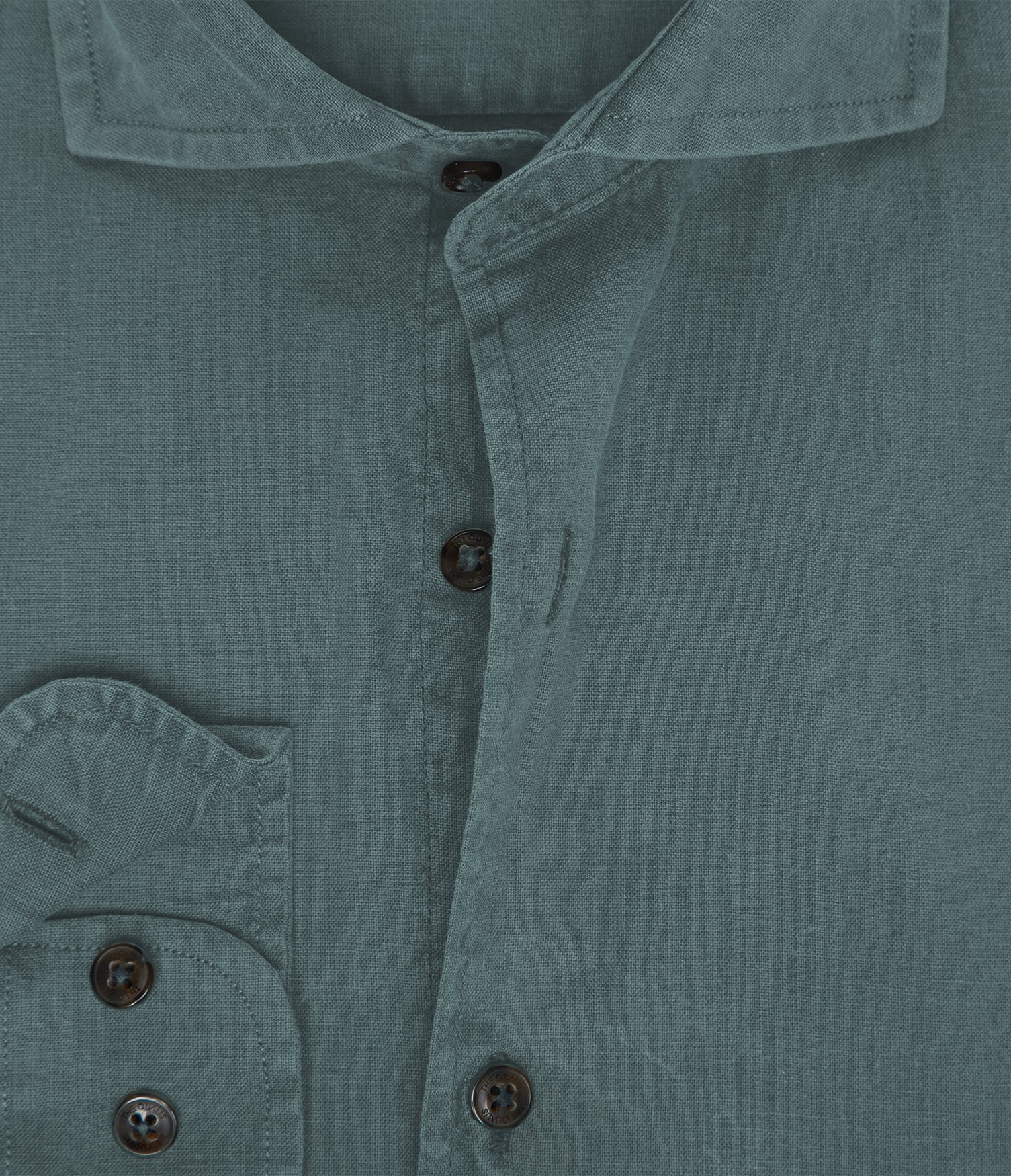 Camisa Hombre Lino Algodón Manga Larga Gerry Verde