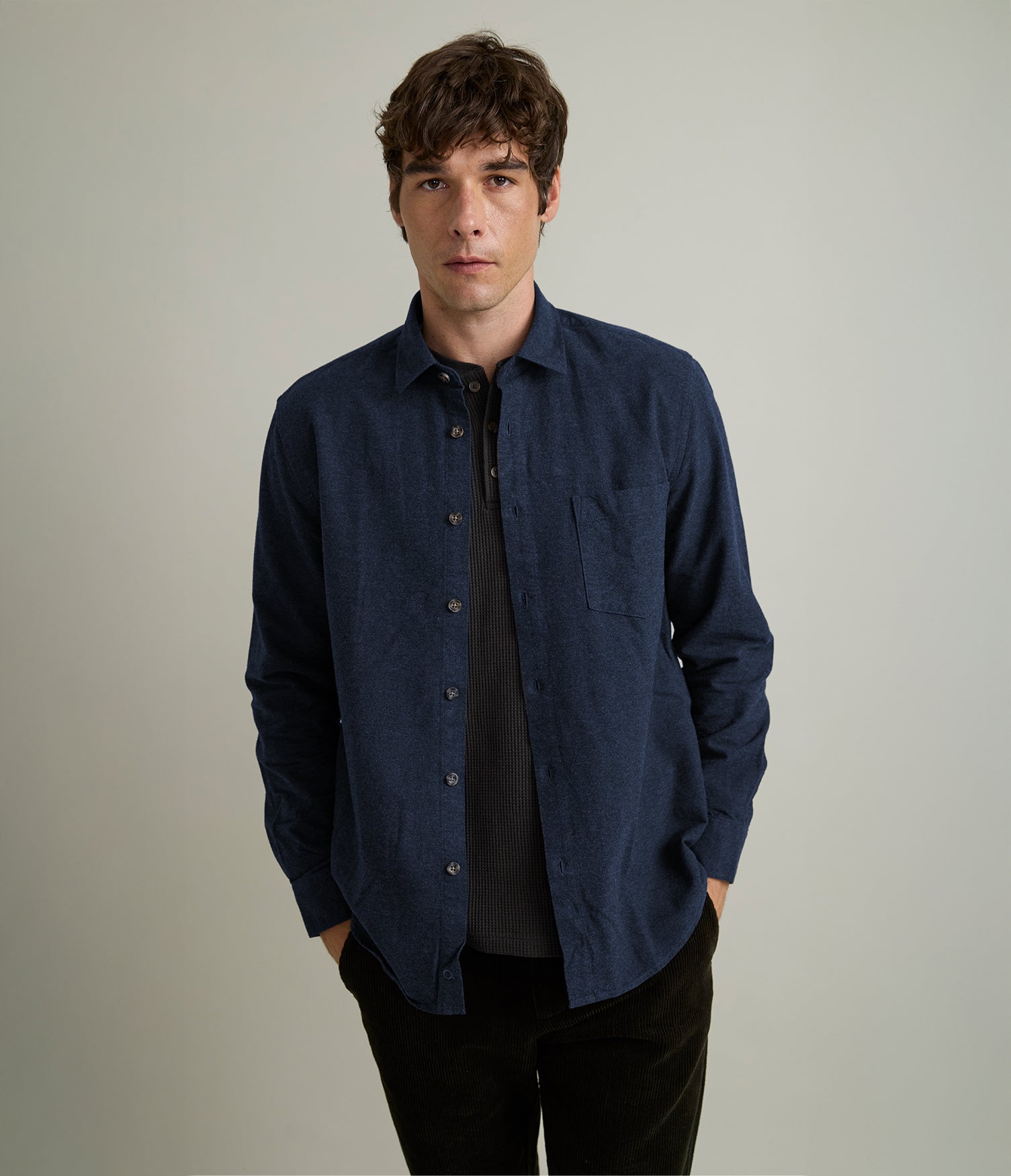 Camisa Hombre Franela Gideon Azul