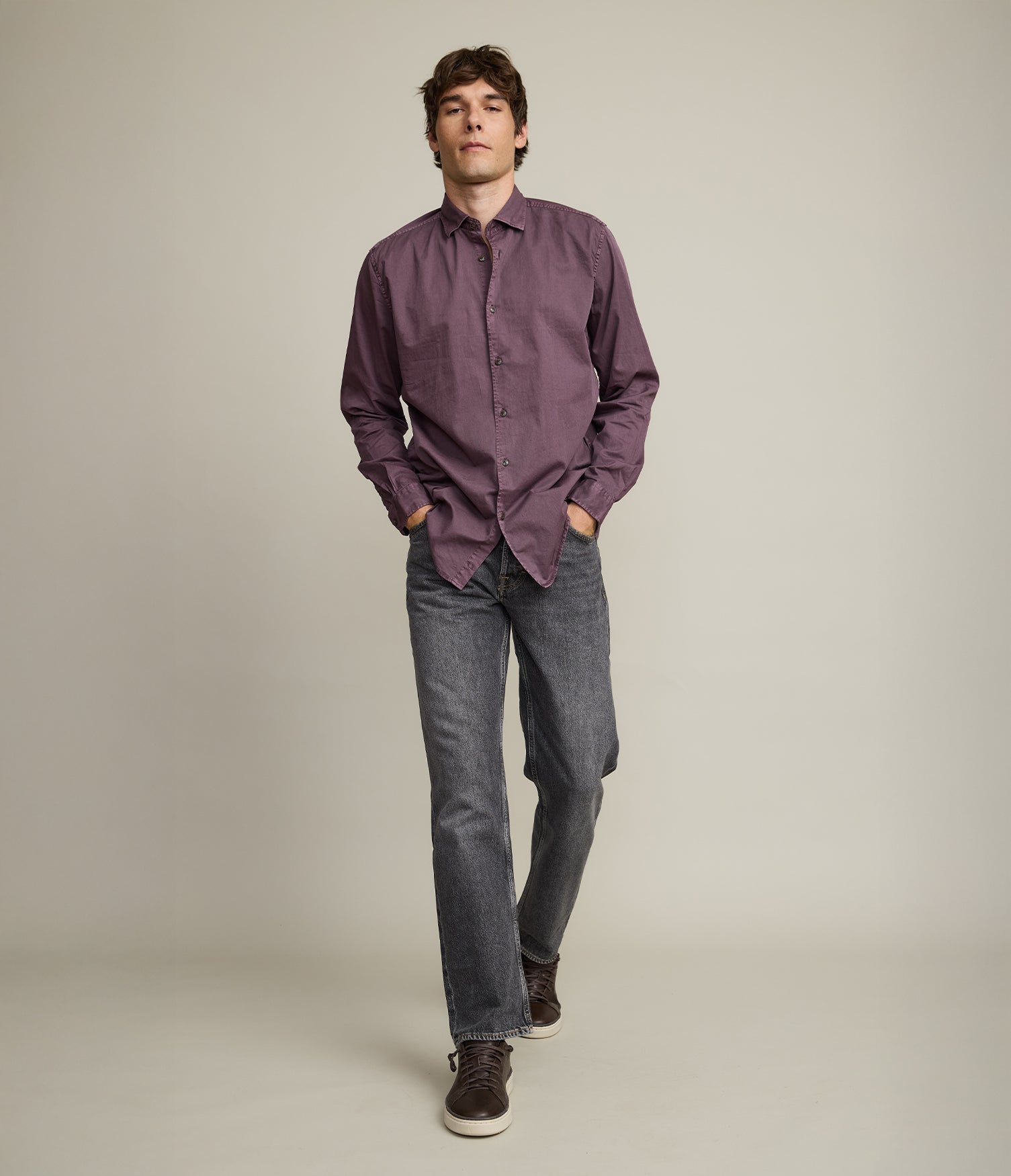 Camisa Hombre 100% algodón Afro burdeo
