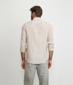 Camisa Hombre Lino Manga Larga Amalfi Beige