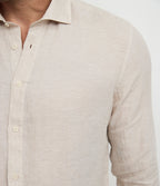 Camisa Hombre Lino Manga Larga Amalfi Beige