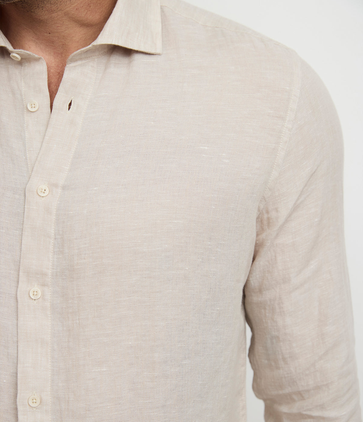 Camisa Hombre Lino Manga Larga Amalfi Beige