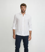Camisa Hombre Lino Manga Larga Amalfi Blanco