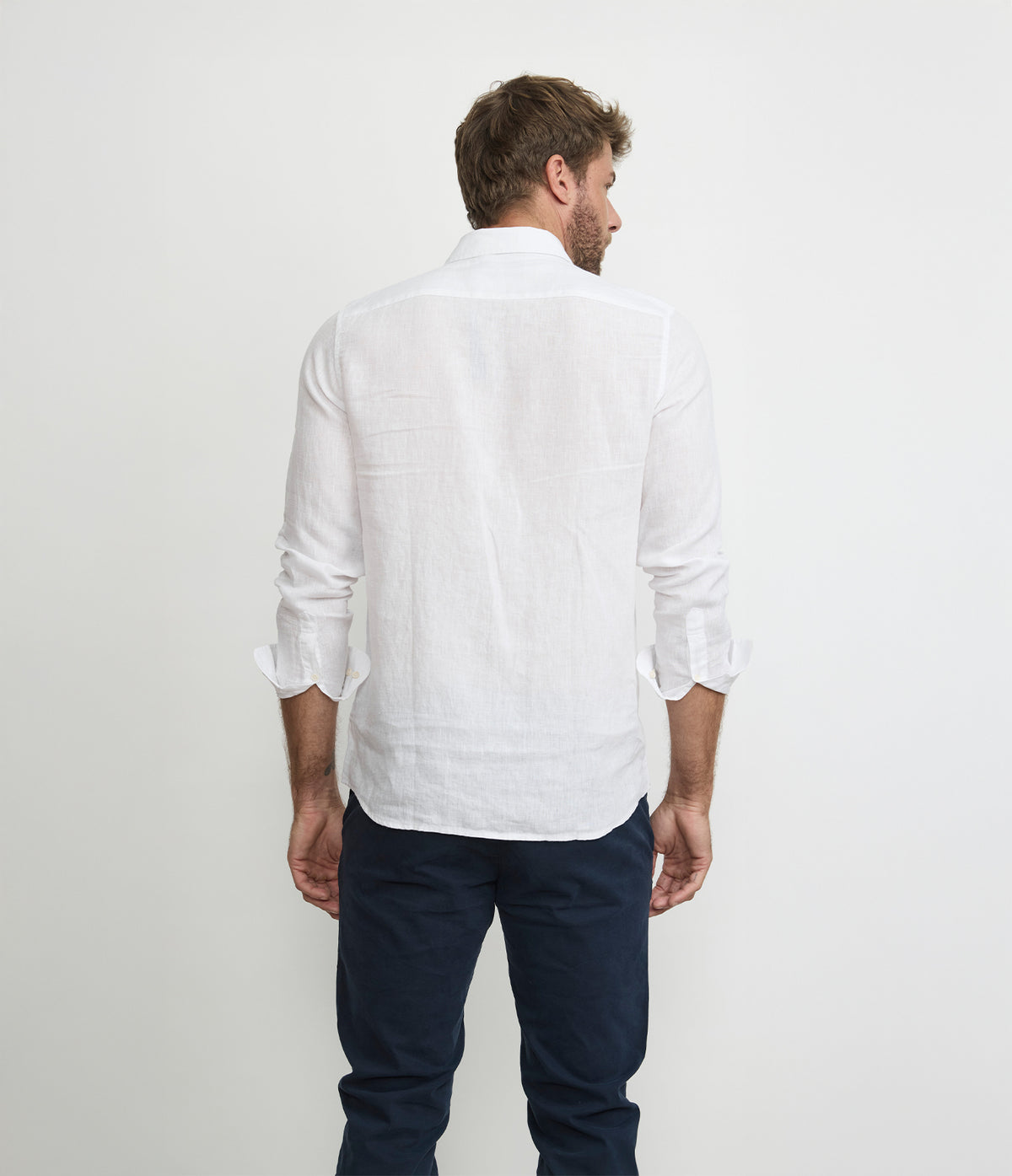 Camisa Hombre Lino Manga Larga Amalfi Blanco