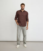 Camisa Hombre Lino Manga Larga Amalfi Burdeo